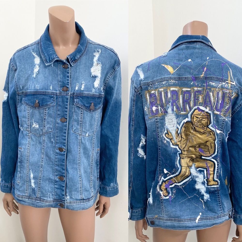 Morgan Claire Blue Denim Burreaux Jean Jacket M